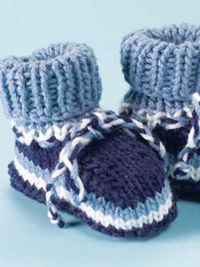 Baby Sports Clothes on Knitted Bootie For Baby In Sport Weight Cotton Yarn 3 6 6 9 9 12