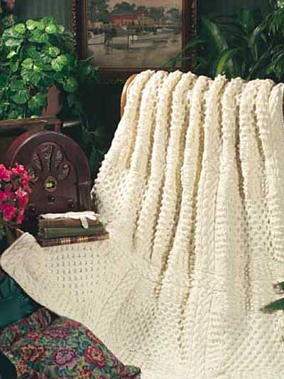 Beautiful Aran Throw/Blanket Knitting Pattern 