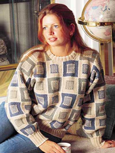 Free Long-Sleeved Sweater Knitting Patterns - Ancient Check 
