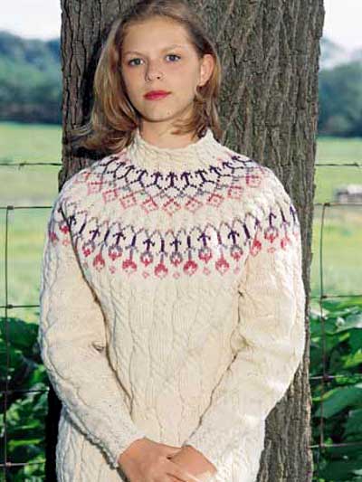 Floral Cable Pullover Knitting Pattern