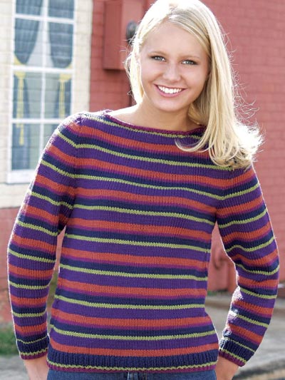 Free Long-Sleeved Sweater Knitting Patterns - Striped Boat ...